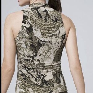 NWT White House Black Market green, cream and black snakeskin print top.